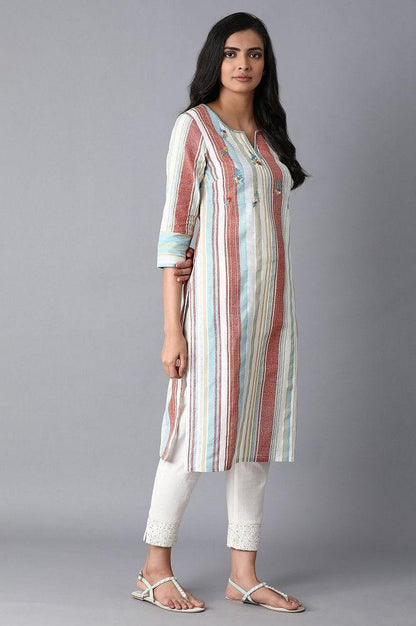 Multicoloured Stripe Print kurta - wforwoman