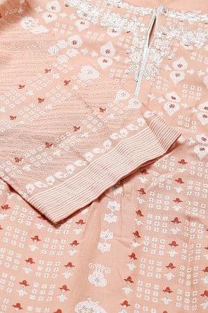Peach Khari Printed kurta - wforwoman