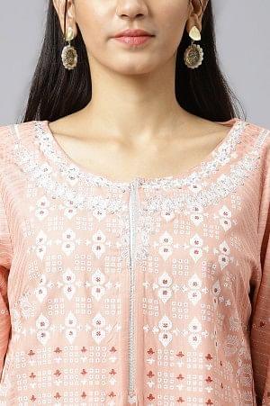 Peach Khari Printed kurta - wforwoman