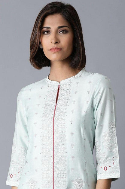 Mint Blue Chanderi kurta - wforwoman