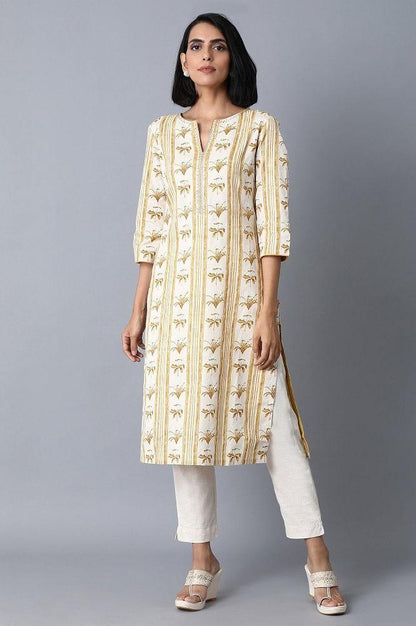 Yellow Booti Print kurta - wforwoman