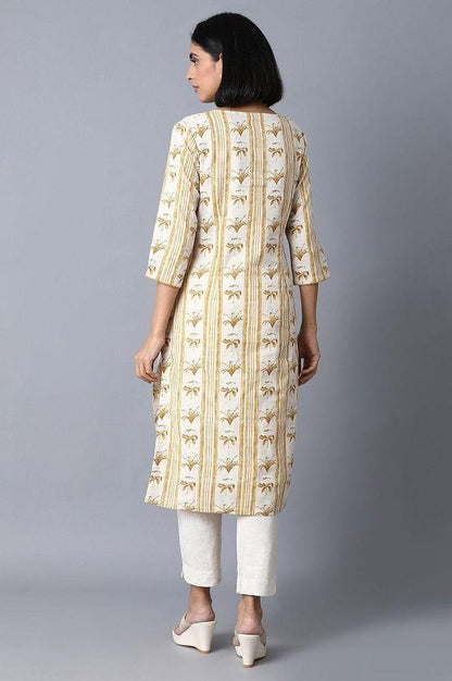 Yellow Booti Print kurta - wforwoman