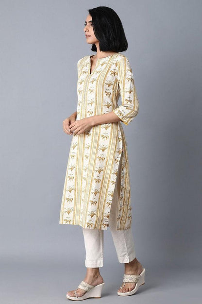 Yellow Booti Print kurta - wforwoman