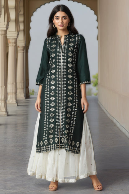 Teal Printed Rayon kurta