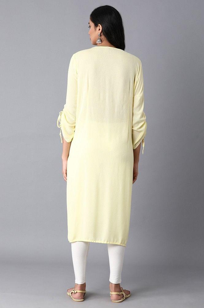 Lemon Yellow Straight kurta - wforwoman