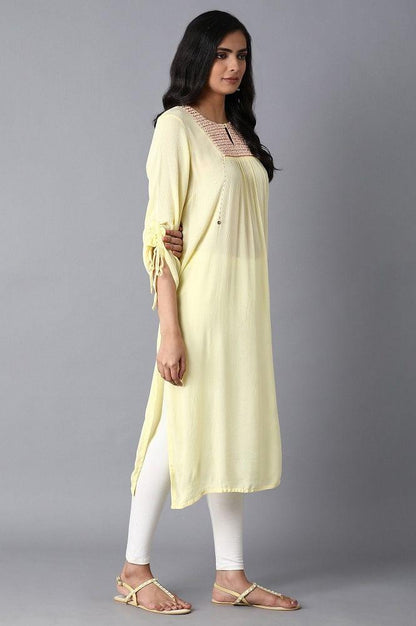 Lemon Yellow Straight kurta - wforwoman