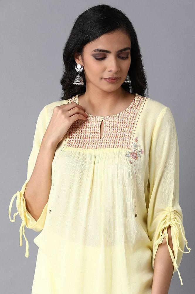 Lemon Yellow Straight kurta - wforwoman