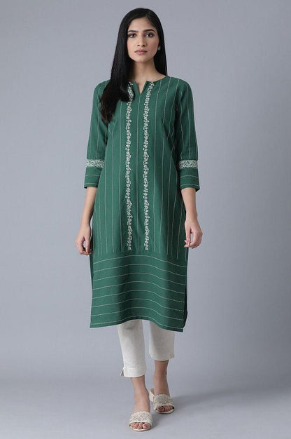ELM Green Striped kurta - wforwoman