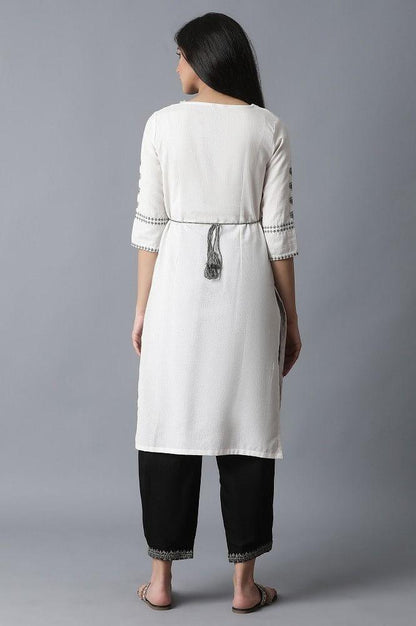 Ecru A-Line kurta - wforwoman