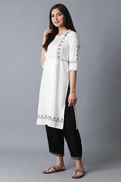 Ecru A-Line kurta - wforwoman