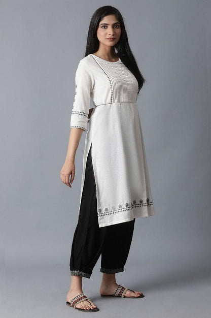 Ecru A-Line kurta - wforwoman