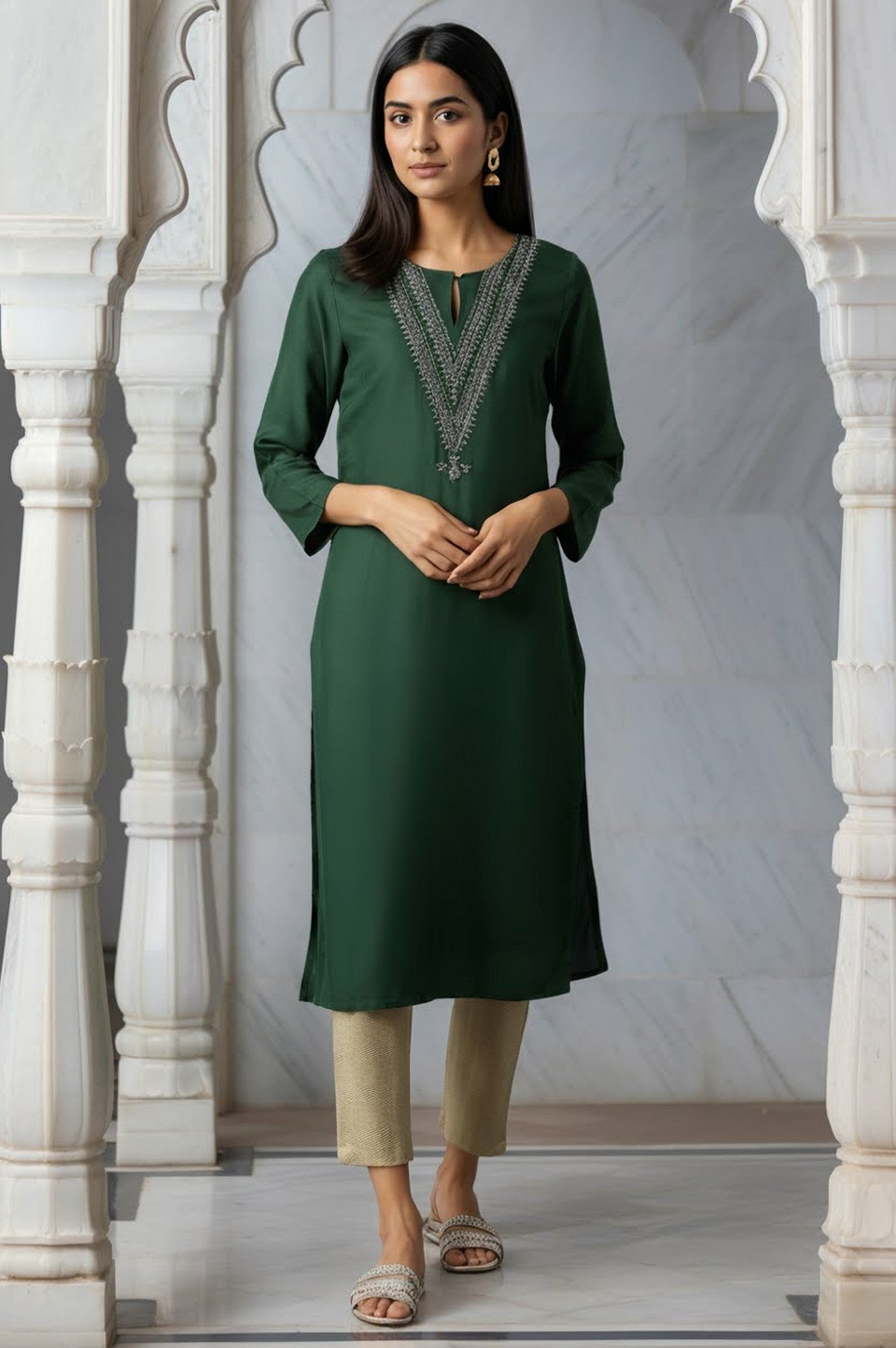 ELM Green Straight kurta
