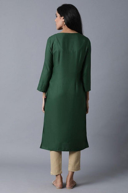 ELM Green Straight kurta - wforwoman