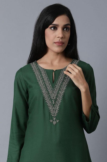 ELM Green Straight kurta - wforwoman