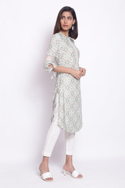 Iceberg Green Floral Print kurta - wforwoman