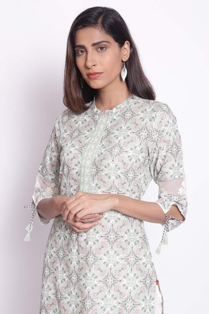 Iceberg Green Floral Print kurta - wforwoman
