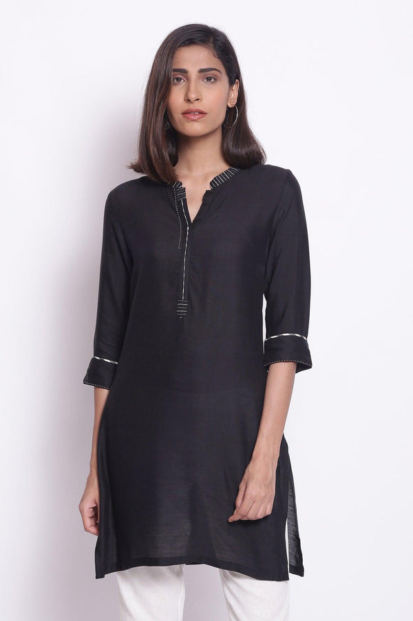 Black Solid kurta