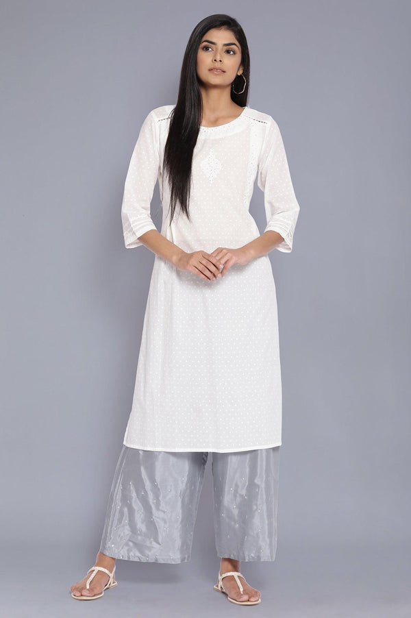 Ecru All-Over Print Flared kurta