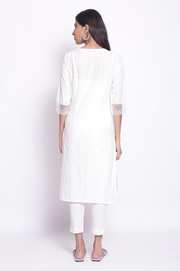 Ecru Embroidered Yoke kurta