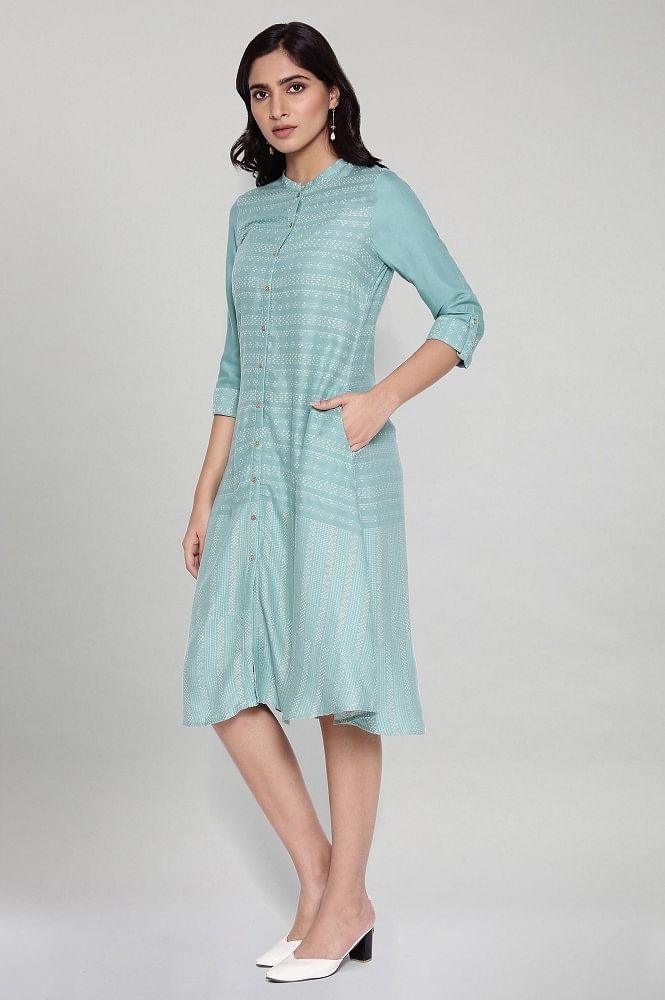 Asphalt Grey A-line Dobby kurta - wforwoman