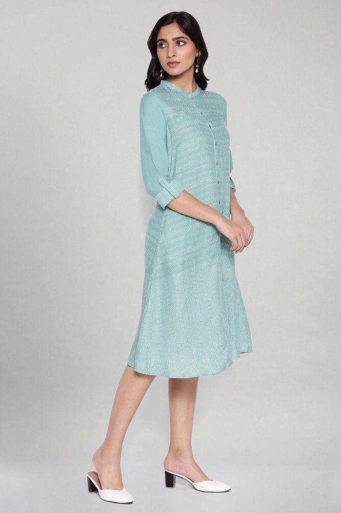 Asphalt Grey A-line Dobby kurta - wforwoman