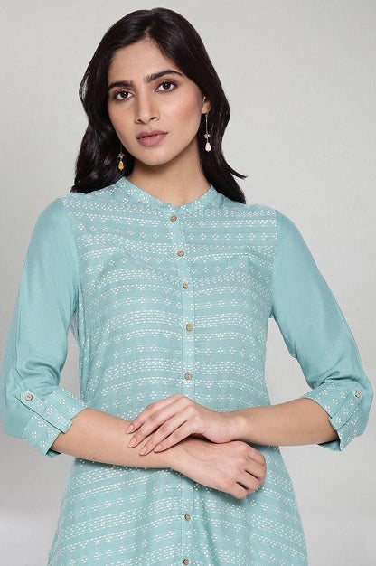 Asphalt Grey A-line Dobby kurta - wforwoman