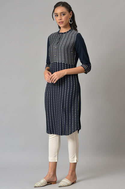 Insignia Blue Dobby kurta - wforwoman