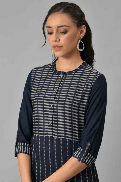 Insignia Blue Dobby kurta - wforwoman