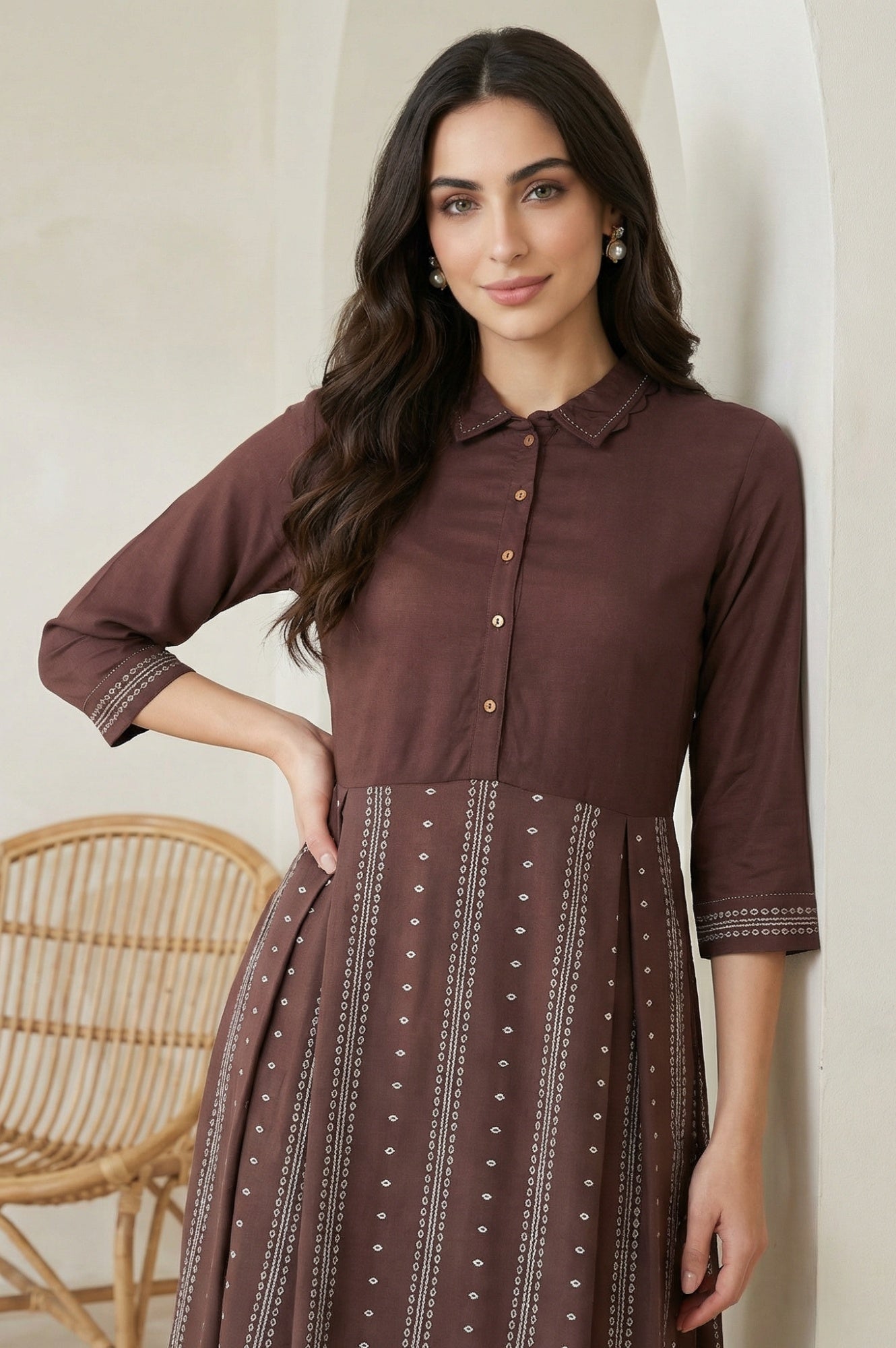 princess polly baby blue dress Brown Work Dresses main image 0