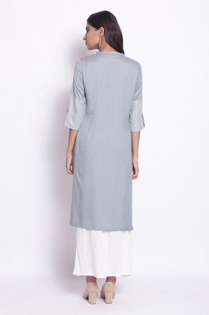 Grey Mist Geometric Print Straight kurta - wforwoman