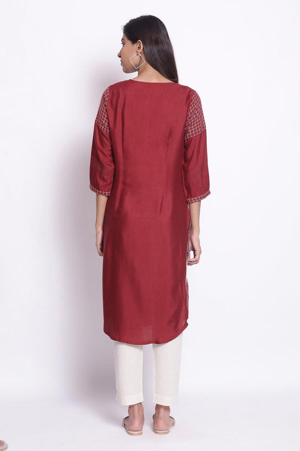 Dark Red Straight kurta