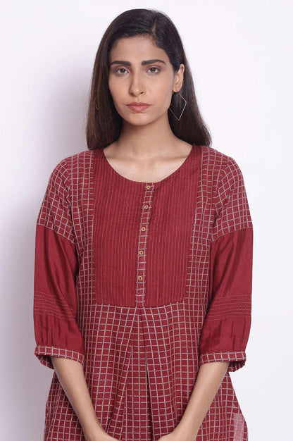 Dark Red Straight kurta - wforwoman