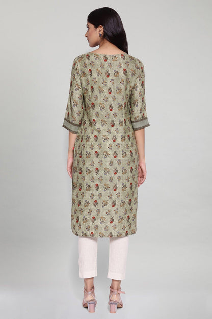 Smoked Green All-over Print kurta - wforwoman