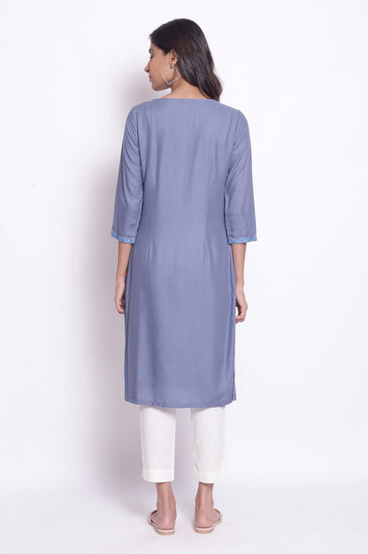 Blue Shadow Straight kurta - wforwoman