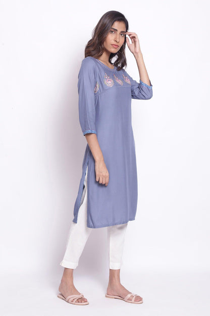 Blue Shadow Straight kurta - wforwoman