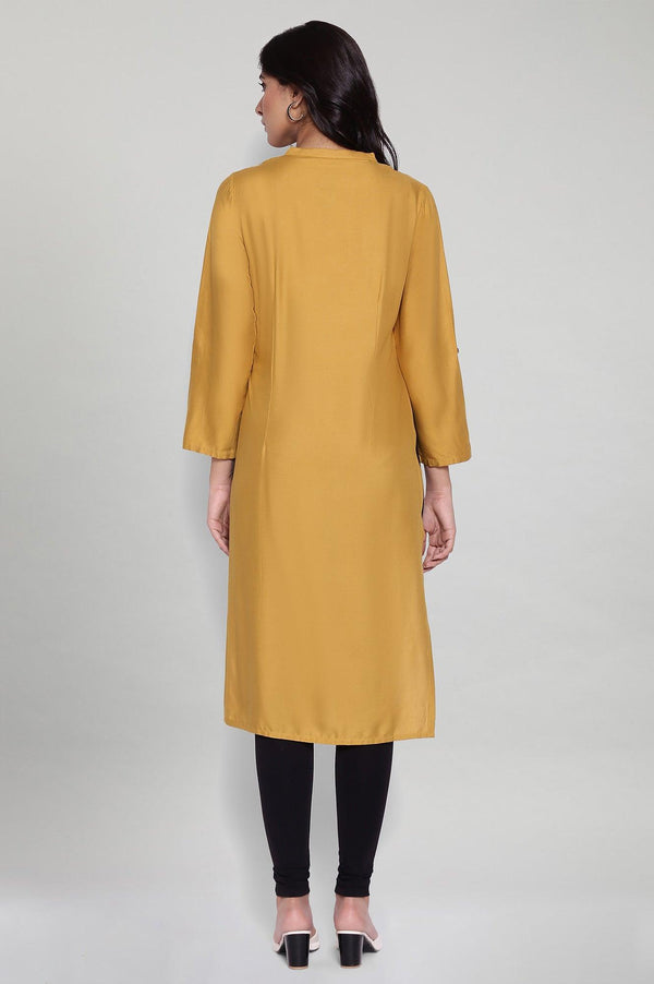 Mustard Yellow Staright Printed kurta