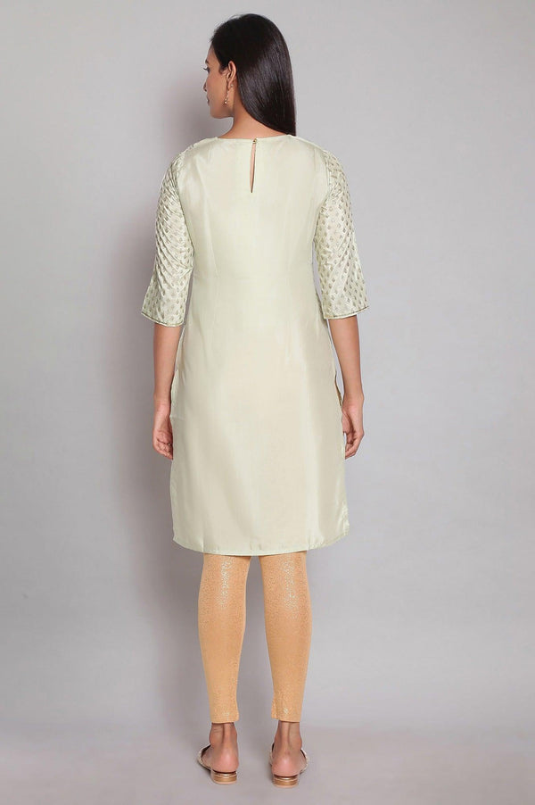 Ecru Festive Round Neck kurta With Dori Sequin