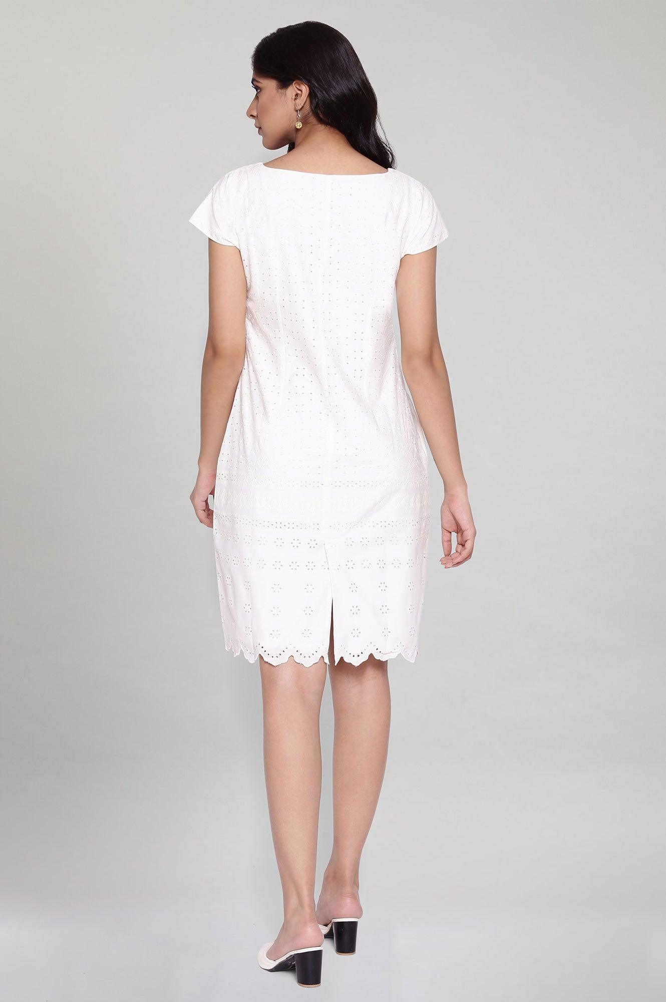 Ecru laser Cut Schiffli dress - wforwoman