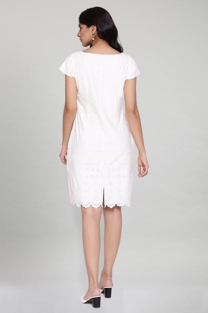 Ecru laser Cut Schiffli dress - wforwoman