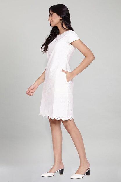 Ecru laser Cut Schiffli dress - wforwoman