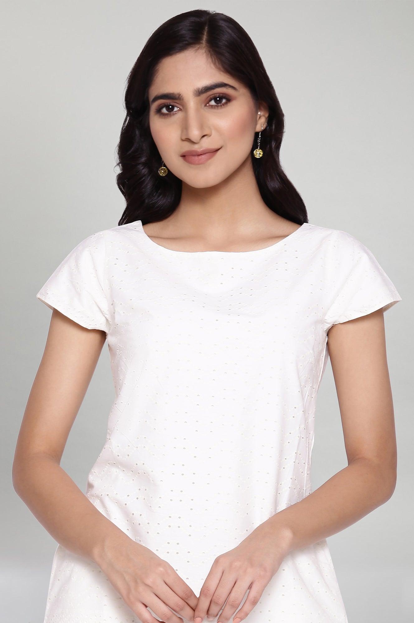 Ecru laser Cut Schiffli dress - wforwoman