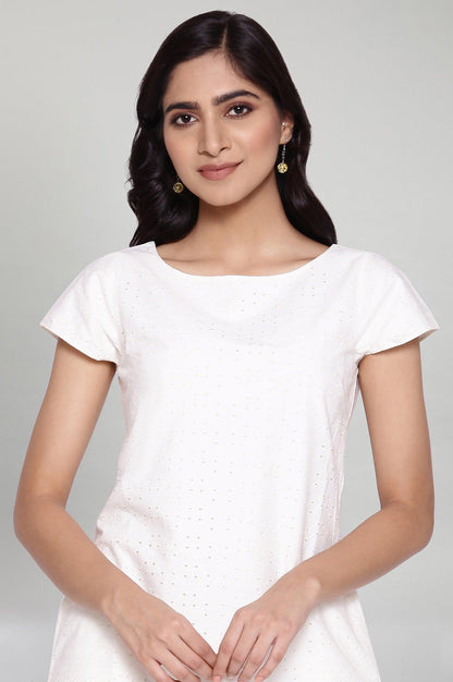 Ecru laser Cut Schiffli dress - wforwoman