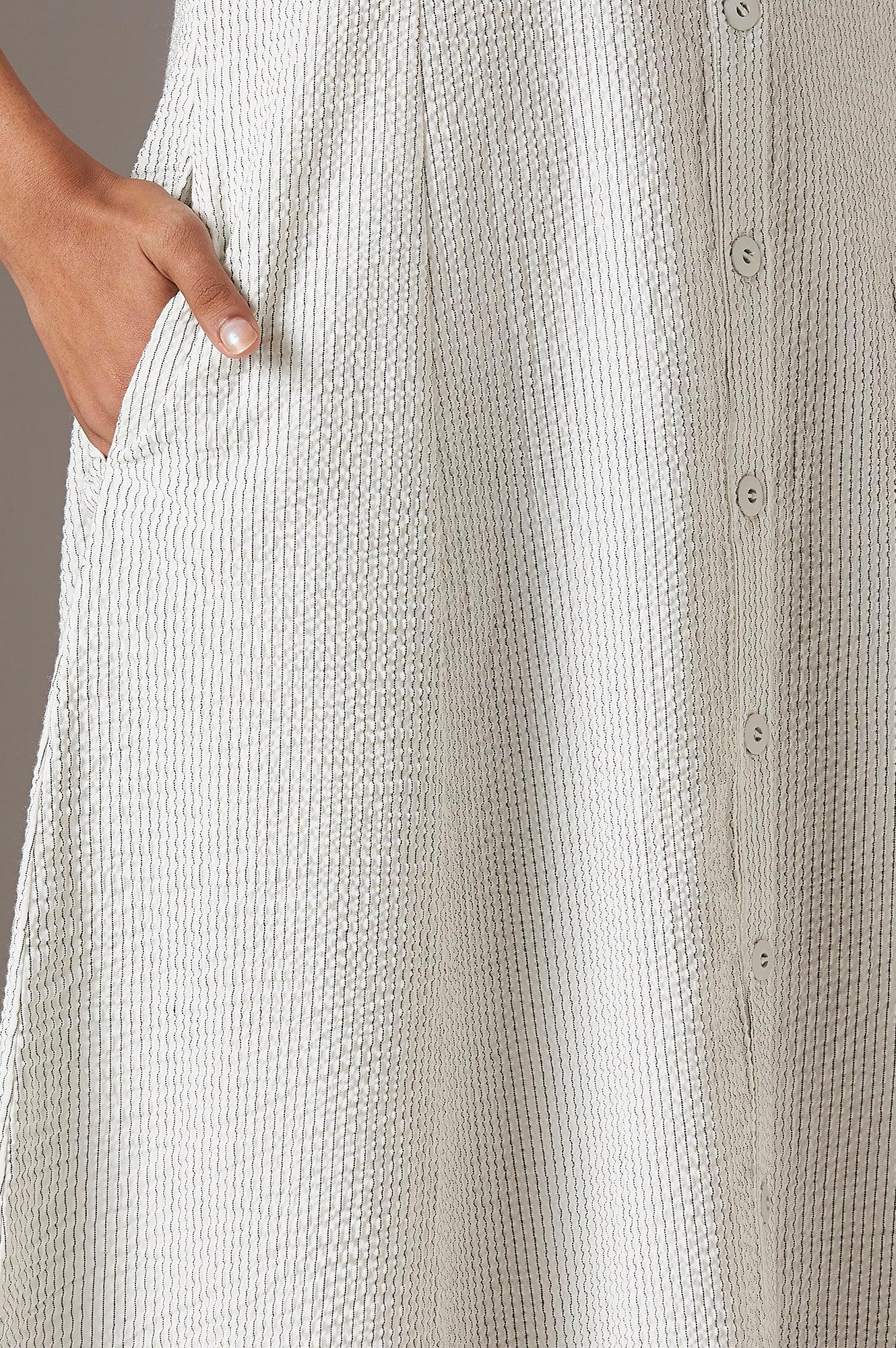 Ecru Pinstripe Shirt Dress - wforwoman