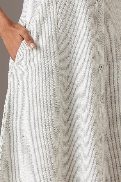 Ecru Pinstripe Shirt Dress - wforwoman