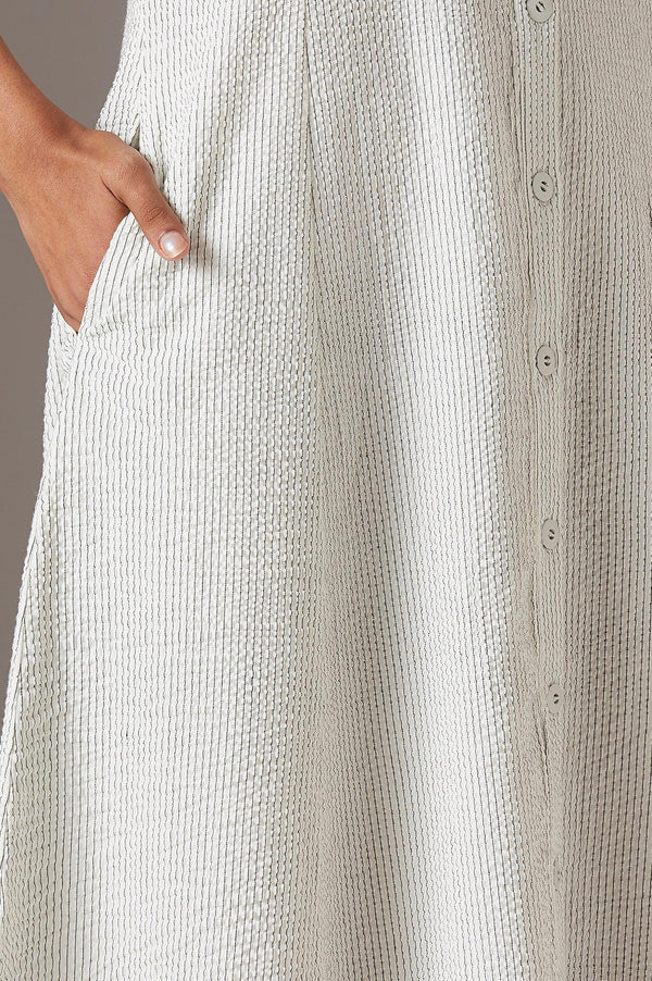 Ecru Pinstripe Shirt Dress