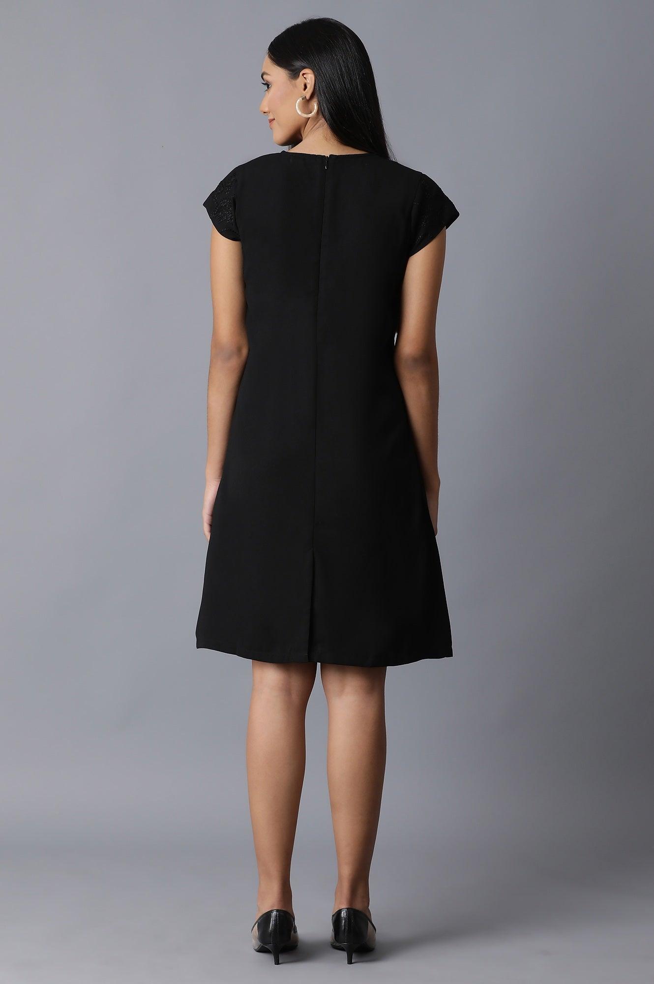 Black Multicoloured Stripe Printed Dress - wforwoman