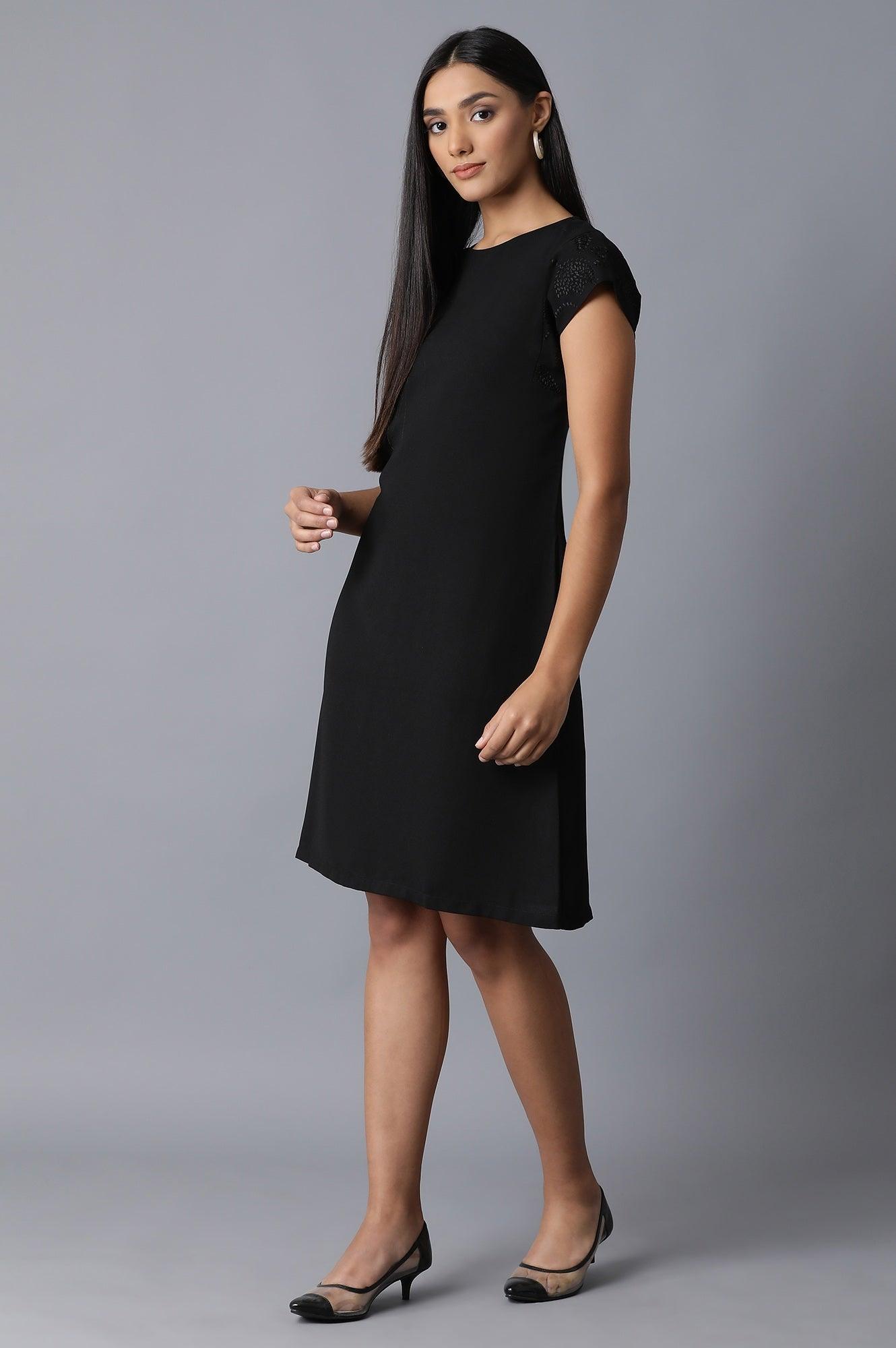 Black Multicoloured Stripe Printed Dress - wforwoman