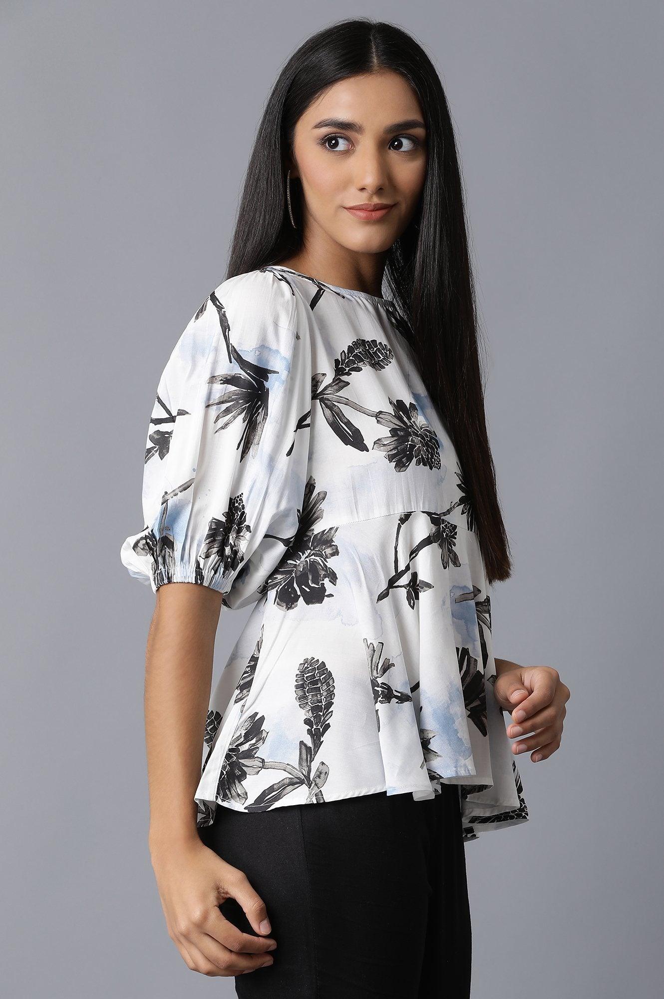 Ecru Peplum Top - wforwoman