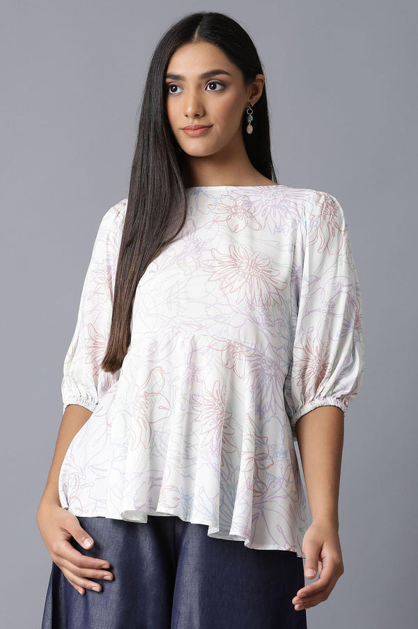 Ecru Peplum Flared Top