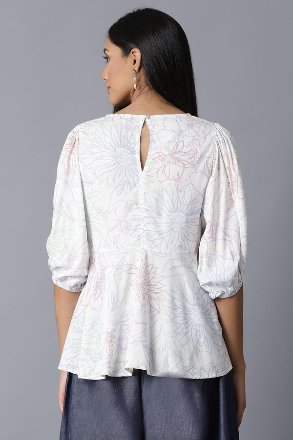 Ecru Peplum Flared Top